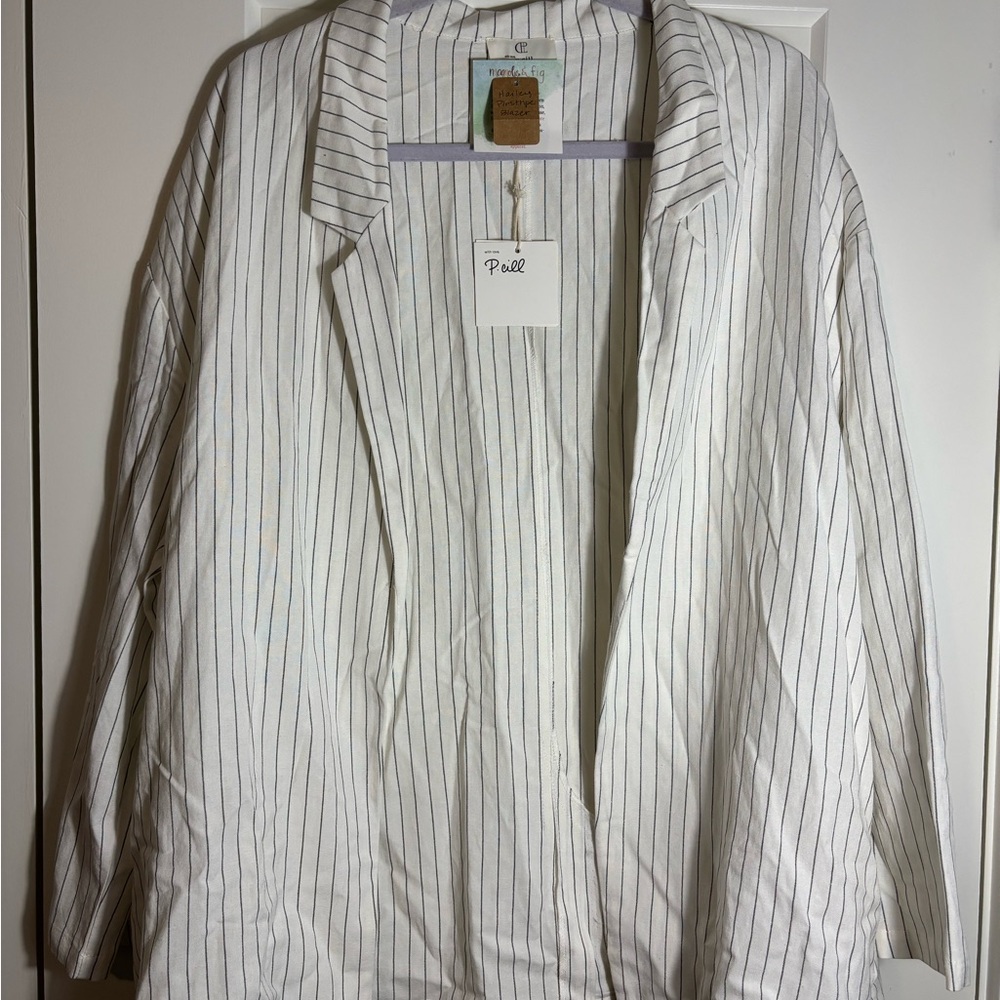 With Love, P. Cill NWT Hailey Pinstripe Blazer‎ Collared Size Large  Retail $95